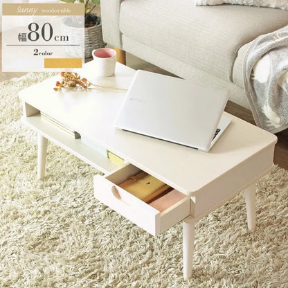 引出し付きテーブル IW-37 幅80cm 奥行き40cm 高さ37cm