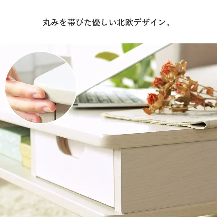引出し付きテーブル IW-37 幅80cm 奥行き40cm 高さ37cm