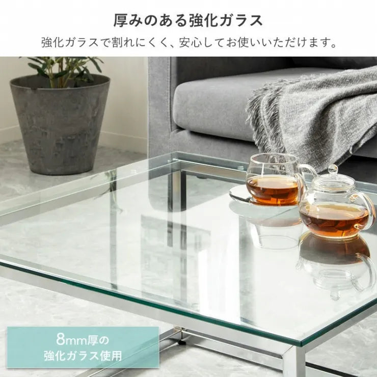 正方形ガラステーブル IW-527 幅70cm 奥行き70cm 高さ37cm
