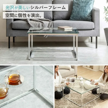 正方形ガラステーブル IW-527 幅70cm 奥行き70cm 高さ37cm