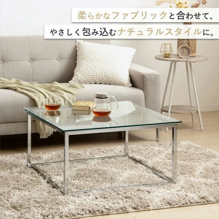 正方形ガラステーブル IW-527 幅70cm 奥行き70cm 高さ37cm