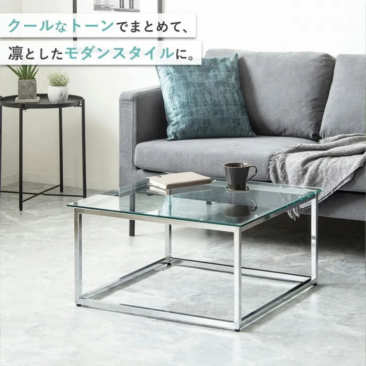 正方形ガラステーブル IW-527 幅70cm 奥行き70cm 高さ37cm