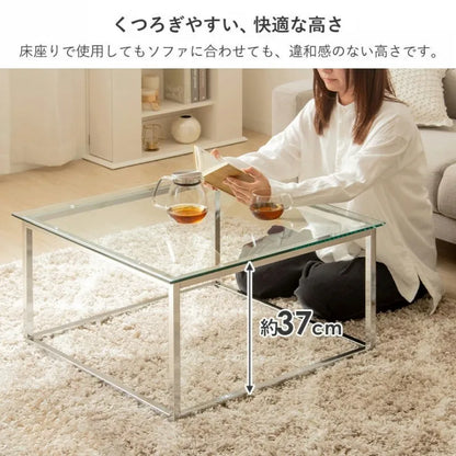正方形ガラステーブル IW-527 幅70cm 奥行き70cm 高さ37cm