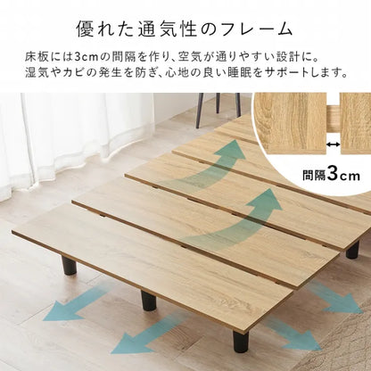 セミダブルベッド KB-3064SD 幅120cm 奥行き208.5cm 高さ61.5cm 床面高さ24.5cm