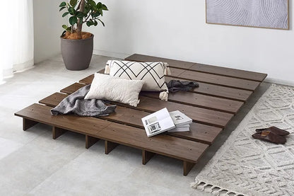 Table pliante MT-6866 Largeur 105 cm Profondeur 55 cm Hauteur 32 (7) cm Table centrale pliante Table en bois marron naturel Fer massif Table de café rétro Table en bois Moderne Scandinave Élégant Mignon Industriel
