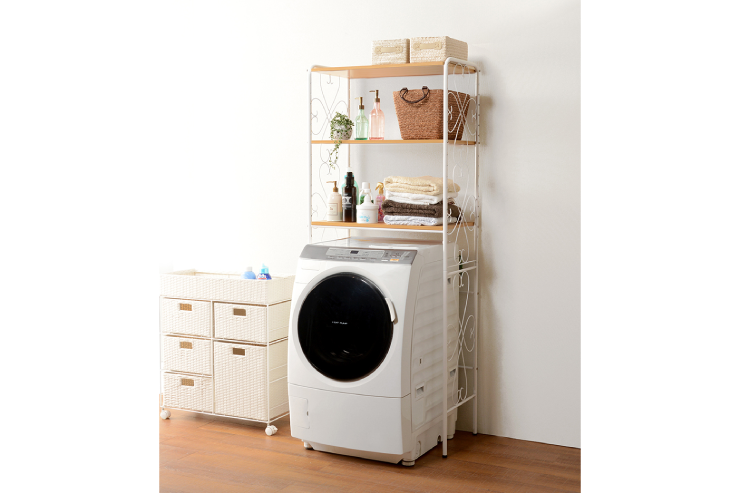 3-tier laundry rack KR-3973 KR-3971 Width 33 (34.5) cm Depth 39 cm Height 124 cm With casters Basket 3 laundry baskets included Washing machine rack Stylish Washing machine rack Washing machine storage Storage Laundry storage Scandinavian interior