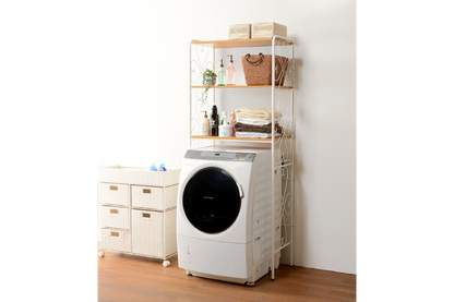 3-tier laundry rack KR-3973 KR-3971 Width 33 (34.5) cm Depth 39 cm Height 124 cm With casters Basket 3 laundry baskets included Washing machine rack Stylish Washing machine rack Washing machine storage Storage Laundry storage Scandinavian interior