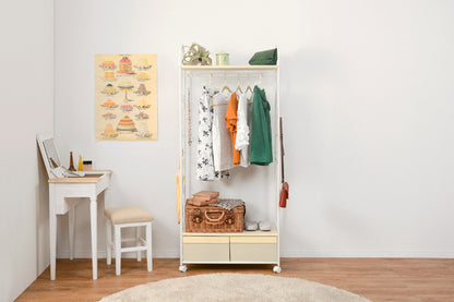 Hanger rack wardrobe KHR-3157 Width 75cm Depth 35.5cm Height 155cm Rack with casters Stylish Slim Wall storage Open rack Tension shelf Partition Closet Slim wall Storage shelf Storage rack