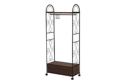 Hanger rack wardrobe KHR-3157 Width 75cm Depth 35.5cm Height 155cm Rack with casters Stylish Slim Wall storage Open rack Tension shelf Partition Closet Slim wall Storage shelf Storage rack