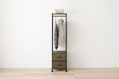 Hanger rack wardrobe KHR-3157 Width 75cm Depth 35.5cm Height 155cm Rack with casters Stylish Slim Wall storage Open rack Tension shelf Partition Closet Slim wall Storage shelf Storage rack