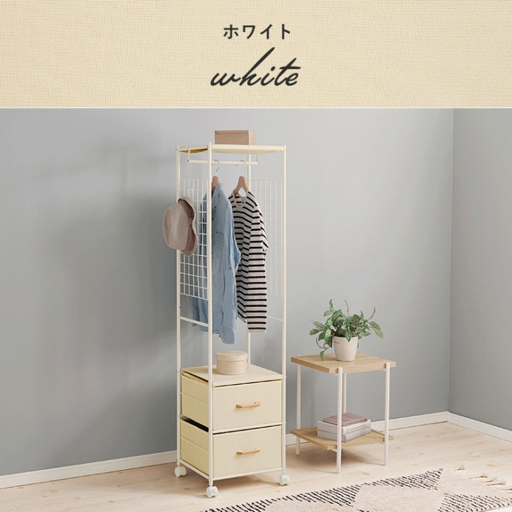 Hanger rack wardrobe KHR-3157 Width 75cm Depth 35.5cm Height 155cm Rack with casters Stylish Slim Wall storage Open rack Tension shelf Partition Closet Slim wall Storage shelf Storage rack