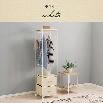 Hanger rack wardrobe KHR-3157 Width 75cm Depth 35.5cm Height 155cm Rack with casters Stylish Slim Wall storage Open rack Tension shelf Partition Closet Slim wall Storage shelf Storage rack