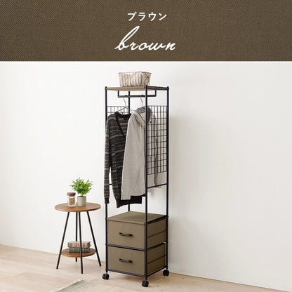 Hanger rack wardrobe KHR-3157 Width 75cm Depth 35.5cm Height 155cm Rack with casters Stylish Slim Wall storage Open rack Tension shelf Partition Closet Slim wall Storage shelf Storage rack