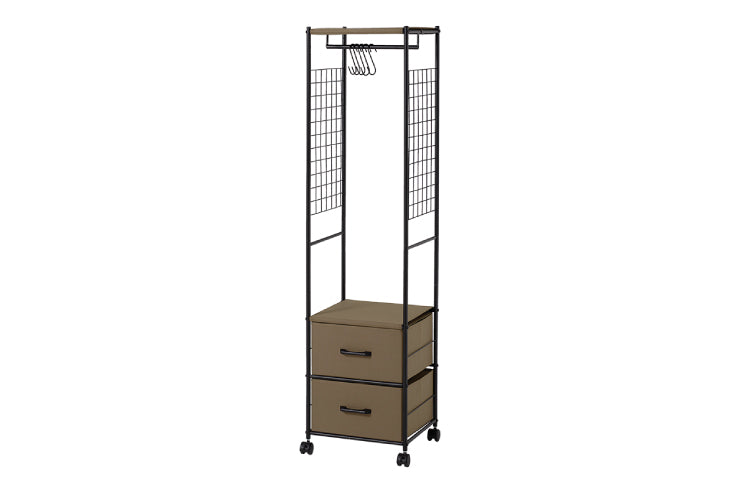 Hanger rack wardrobe KHR-3157 Width 75cm Depth 35.5cm Height 155cm Rack with casters Stylish Slim Wall storage Open rack Tension shelf Partition Closet Slim wall Storage shelf Storage rack