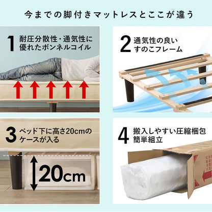 ボンネルコイルマットレスベッド KMB-3105 幅95cm 奥行き195cm 高さ42cm