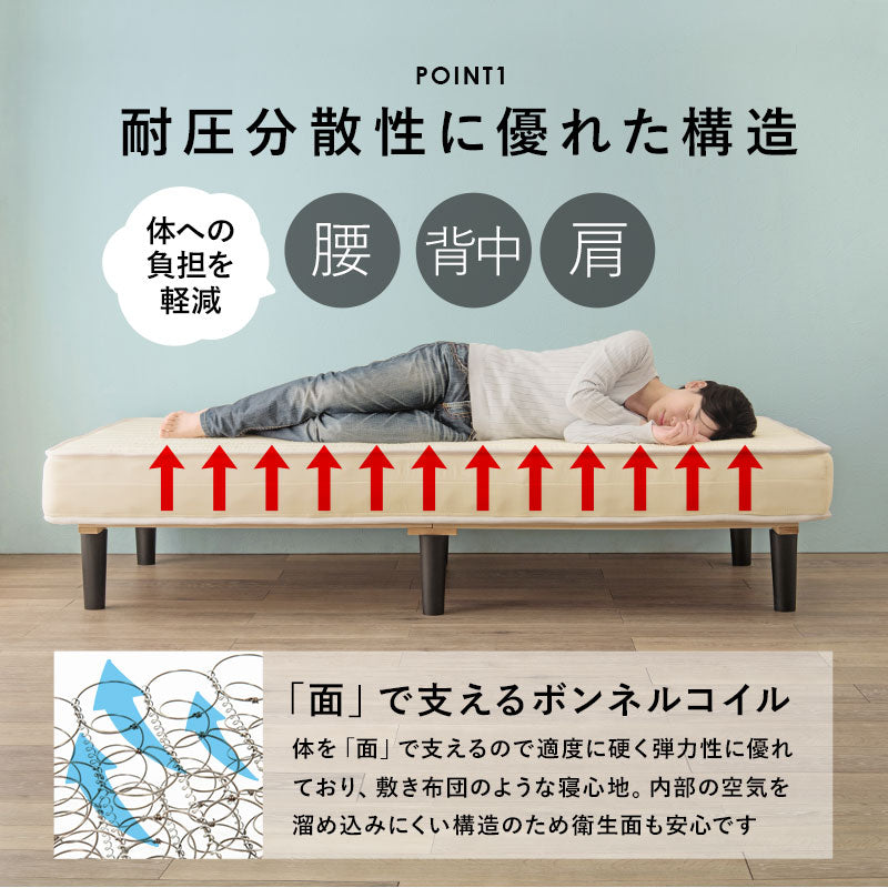 ボンネルコイルマットレスベッド KMB-3105 幅95cm 奥行き195cm 高さ42cm