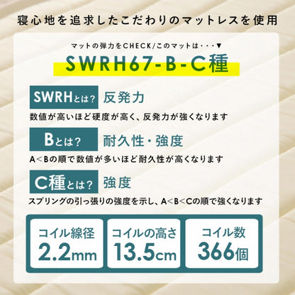 ボンネルコイルマットレスベッド KMB-3105SD 幅120cm 奥行き195cm 高さ42cm