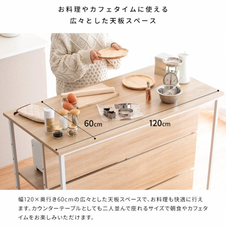 キッチンカウンターテーブル Salus サルース KNT-1260 幅120cm 奥行き60cm 高さ100cm