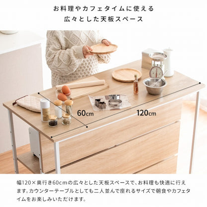 キッチンカウンターテーブル Salus サルース KNT-1260 幅120cm 奥行き60cm 高さ100cm