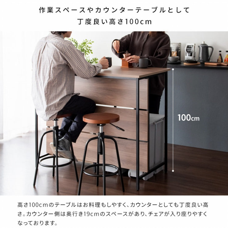 キッチンカウンターテーブル Salus サルース KNT-1260 幅120cm 奥行き60cm 高さ100cm