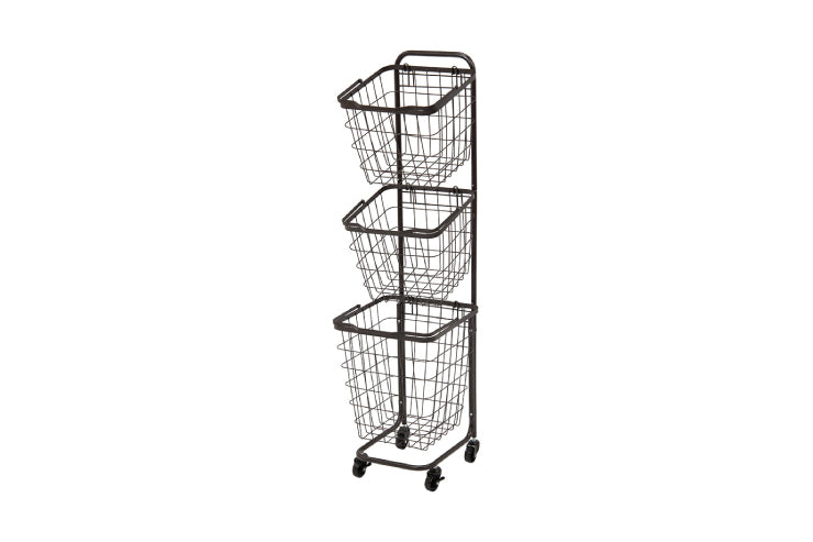 3段ランドリーラック KR-3973 KR-3971 幅34.5cm 奥行39cm 高さ124cm