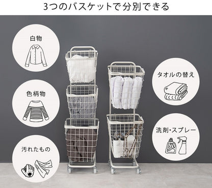 3段ランドリーラック KR-3973 KR-3971 幅34.5cm 奥行39cm 高さ124cm