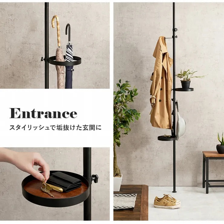突っ張り棒＆パーツ 5点セット 丸型 KTR-3113 幅43cm 奥行き43cm 高さ187～264cm