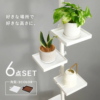 突っ張り棒＆パーツ 6点セット 角型 ウォールラック KTR-3117