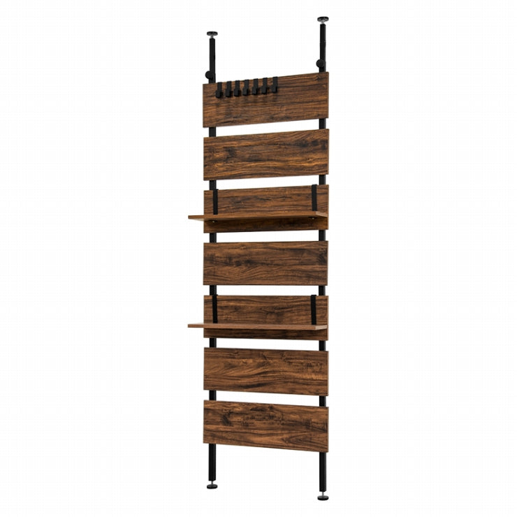 Tension wall rack KTR-3147 Width 60cm Depth 21.5cm Height 200-265cm 7 shelves 2 shelves included Height adjustable Rack Stylish Slim Wall storage Open rack Wall shelf Tension shelf Partition Slim wall Storage shelf Storage rack
