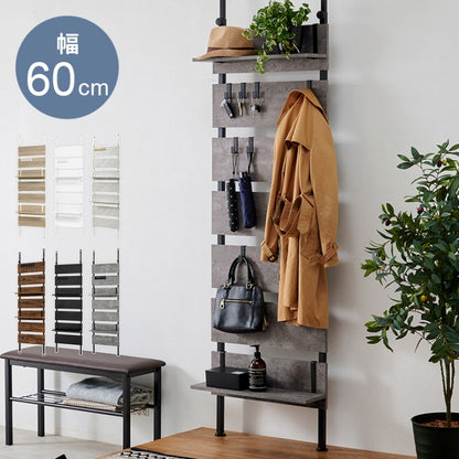 Tension wall rack KTR-3147 Width 60cm Depth 21.5cm Height 200-265cm 7 shelves 2 shelves included Height adjustable Rack Stylish Slim Wall storage Open rack Wall shelf Tension shelf Partition Slim wall Storage shelf Storage rack