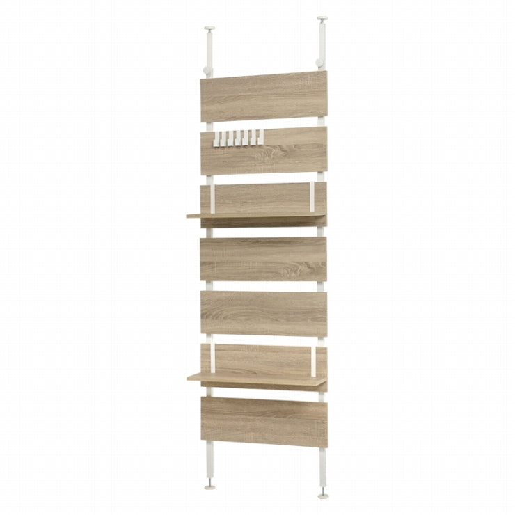 Tension wall rack KTR-3147 Width 60cm Depth 21.5cm Height 200-265cm 7 shelves 2 shelves included Height adjustable Rack Stylish Slim Wall storage Open rack Wall shelf Tension shelf Partition Slim wall Storage shelf Storage rack