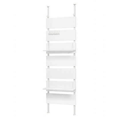Tension wall rack KTR-3147 Width 60cm Depth 21.5cm Height 200-265cm 7 shelves 2 shelves included Height adjustable Rack Stylish Slim Wall storage Open rack Wall shelf Tension shelf Partition Slim wall Storage shelf Storage rack