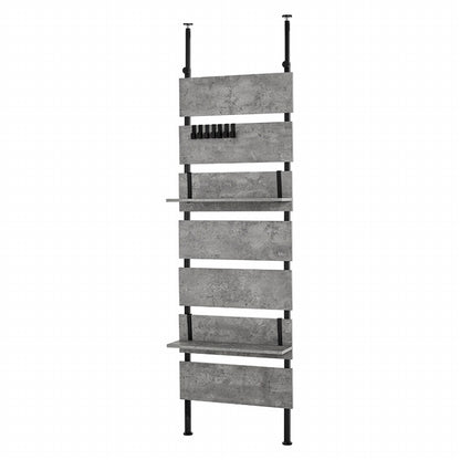 Tension wall rack KTR-3147 Width 60cm Depth 21.5cm Height 200-265cm 7 shelves 2 shelves included Height adjustable Rack Stylish Slim Wall storage Open rack Wall shelf Tension shelf Partition Slim wall Storage shelf Storage rack