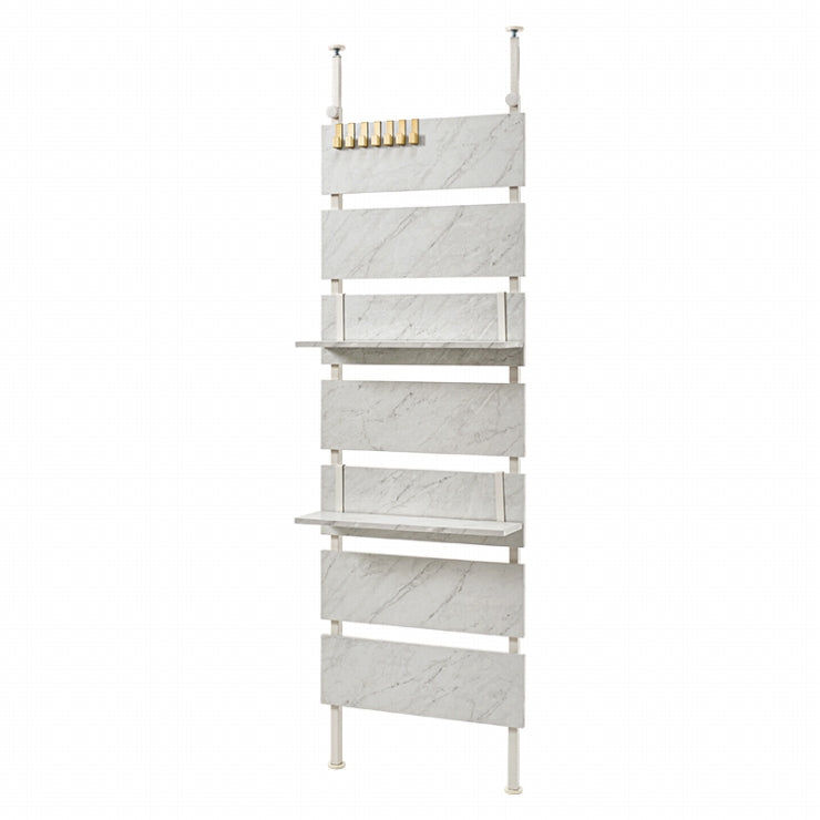Tension wall rack KTR-3147 Width 60cm Depth 21.5cm Height 200-265cm 7 shelves 2 shelves included Height adjustable Rack Stylish Slim Wall storage Open rack Wall shelf Tension shelf Partition Slim wall Storage shelf Storage rack