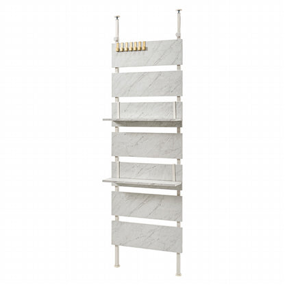 Tension wall rack KTR-3147 Width 60cm Depth 21.5cm Height 200-265cm 7 shelves 2 shelves included Height adjustable Rack Stylish Slim Wall storage Open rack Wall shelf Tension shelf Partition Slim wall Storage shelf Storage rack