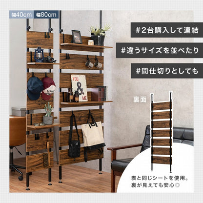 Tension wall rack KTR-3147 Width 60cm Depth 21.5cm Height 200-265cm 7 shelves 2 shelves included Height adjustable Rack Stylish Slim Wall storage Open rack Wall shelf Tension shelf Partition Slim wall Storage shelf Storage rack