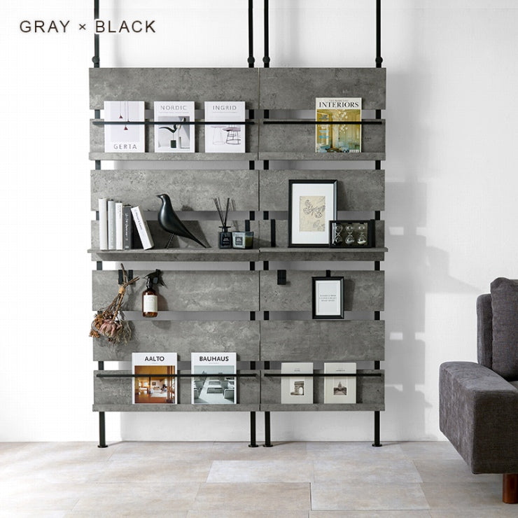 5-tier tension rack KTR-3156 Width 90cm Depth 24cm Height 187-264cm Height adjustable Rack Slim Wall storage Open rack Wall shelf Tension shelf Partition Ladder rack Slim wall Storage shelf Storage rack