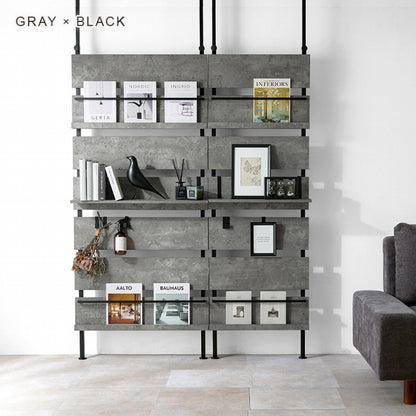 5-tier tension rack KTR-3156 Width 90cm Depth 24cm Height 187-264cm Height adjustable Rack Slim Wall storage Open rack Wall shelf Tension shelf Partition Ladder rack Slim wall Storage shelf Storage rack
