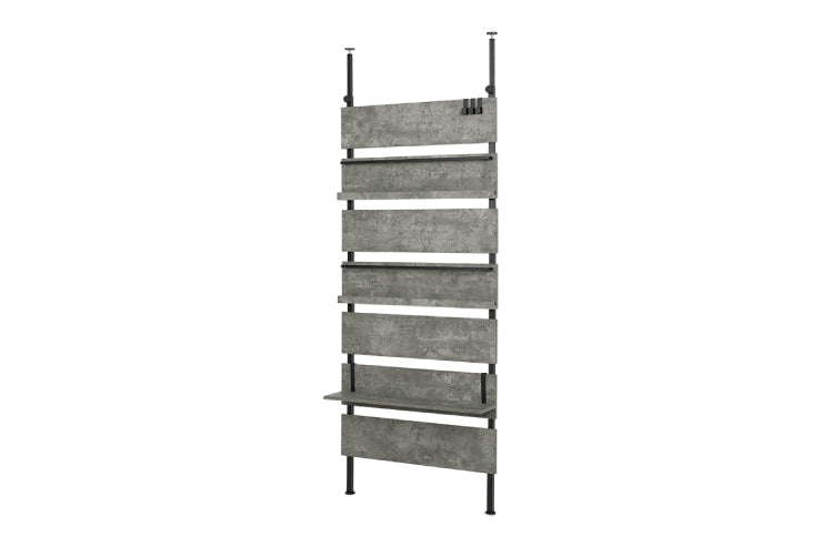 5-tier tension rack KTR-3156 Width 90cm Depth 24cm Height 187-264cm Height adjustable Rack Slim Wall storage Open rack Wall shelf Tension shelf Partition Ladder rack Slim wall Storage shelf Storage rack