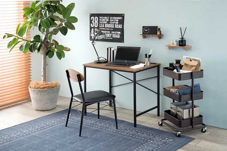 Folding leg table MT-6866 Width 105cm Depth 55cm Height 32(7)cm Folding center table Natural Brown Wooden table Solid Iron Retro Cafe table Wood table Modern Scandinavian Stylish Cute Industrial