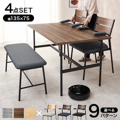 Table pliante MT-6866 Largeur 105 cm Profondeur 55 cm Hauteur 32 (7) cm Table centrale pliante Table en bois marron naturel Fer massif Table de café rétro Table en bois Moderne Scandinave Élégant Mignon Industriel