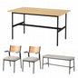 Table pliante MT-6866 Largeur 105 cm Profondeur 55 cm Hauteur 32 (7) cm Table centrale pliante Table en bois marron naturel Fer massif Table de café rétro Table en bois Moderne Scandinave Élégant Mignon Industriel