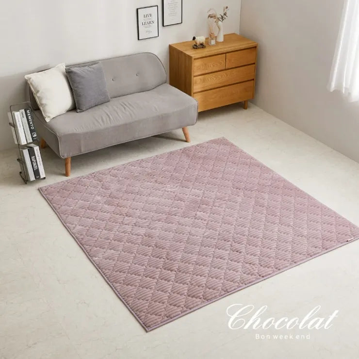 洗えるフランネルキルトラグ ショコラ 幅130cm 奥行き190cm