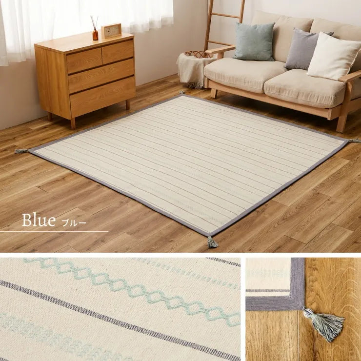 インド綿ラグ ティック 幅185cm 奥行き240cm