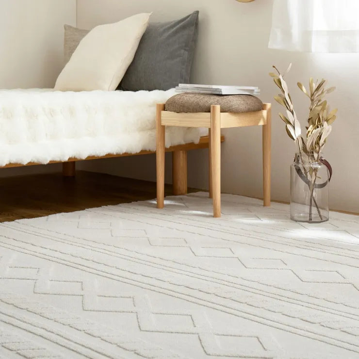 ジャガードフランネルラグ エクリュ 幅190cm 奥行き190cm