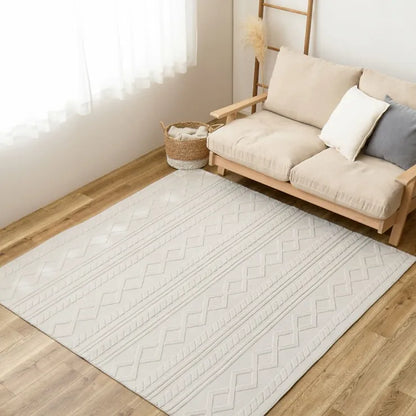 ジャガードフランネルラグ エクリュ 幅190cm 奥行き190cm