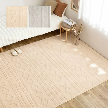 ジャガードフランネルラグ エクリュ 幅190cm 奥行き190cm