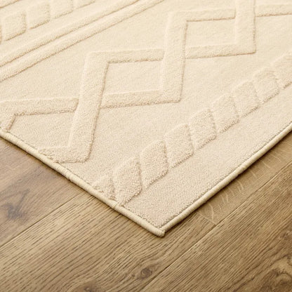 ジャガードフランネルラグ エクリュ 幅190cm 奥行き190cm