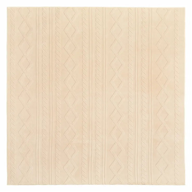 ジャガードフランネルラグ エクリュ 幅190cm 奥行き190cm