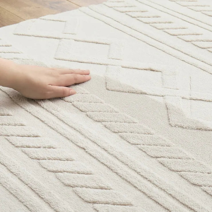 ジャガードフランネルラグ エクリュ 幅190cm 奥行き240cm